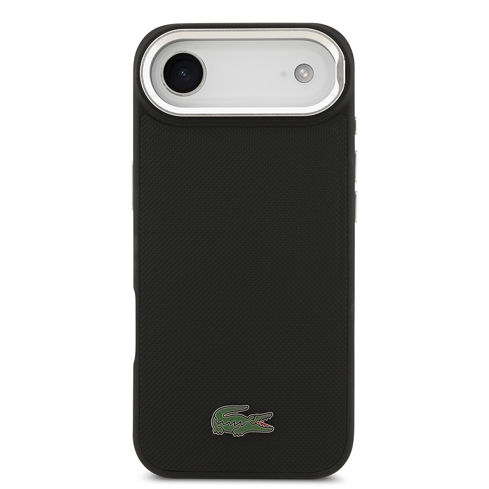 Apple iPhone 17 Air Kılıf Lacoste Orjinal Lisanslı M-safe Şarj Özellikli PU Pike Desenli Standlı Metal Logolu Kapak