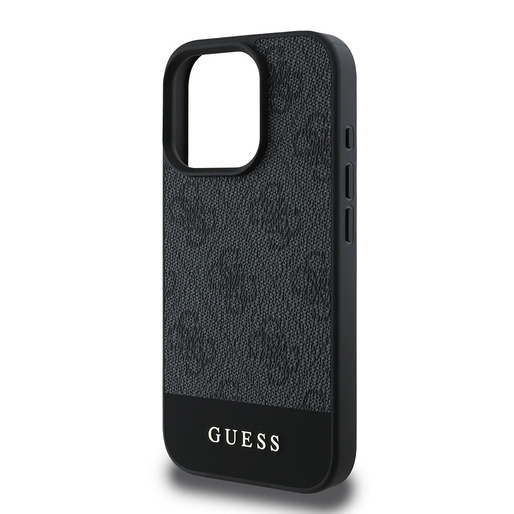 Apple iPhone 16 Pro Kılıf Guess Orjinal Lisanslı PU Deri Şerit Logo Dizaynlı Kapak