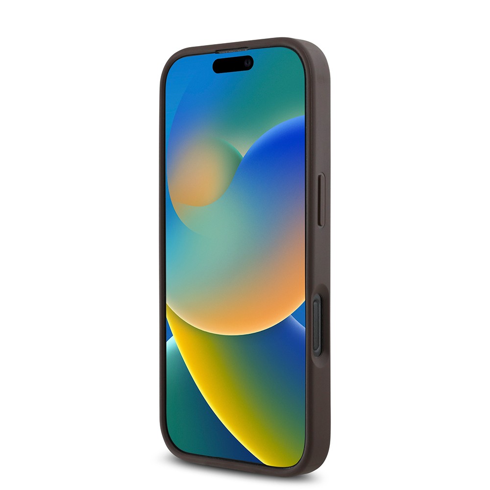 Apple iPhone 16 Pro Max Kılıf Guess Orjinal Lisanslı M-safe Şarj Özellikli PU Üçgen Logo 4G Desenli Kapak