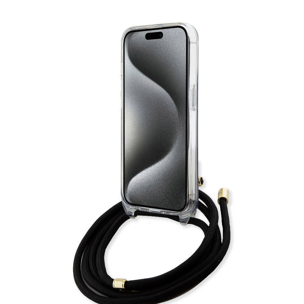 Apple iPhone 15 Pro Kılıf Guess Orjinal Lisanslı Çapraz Kordon 4G Desenli Kapak