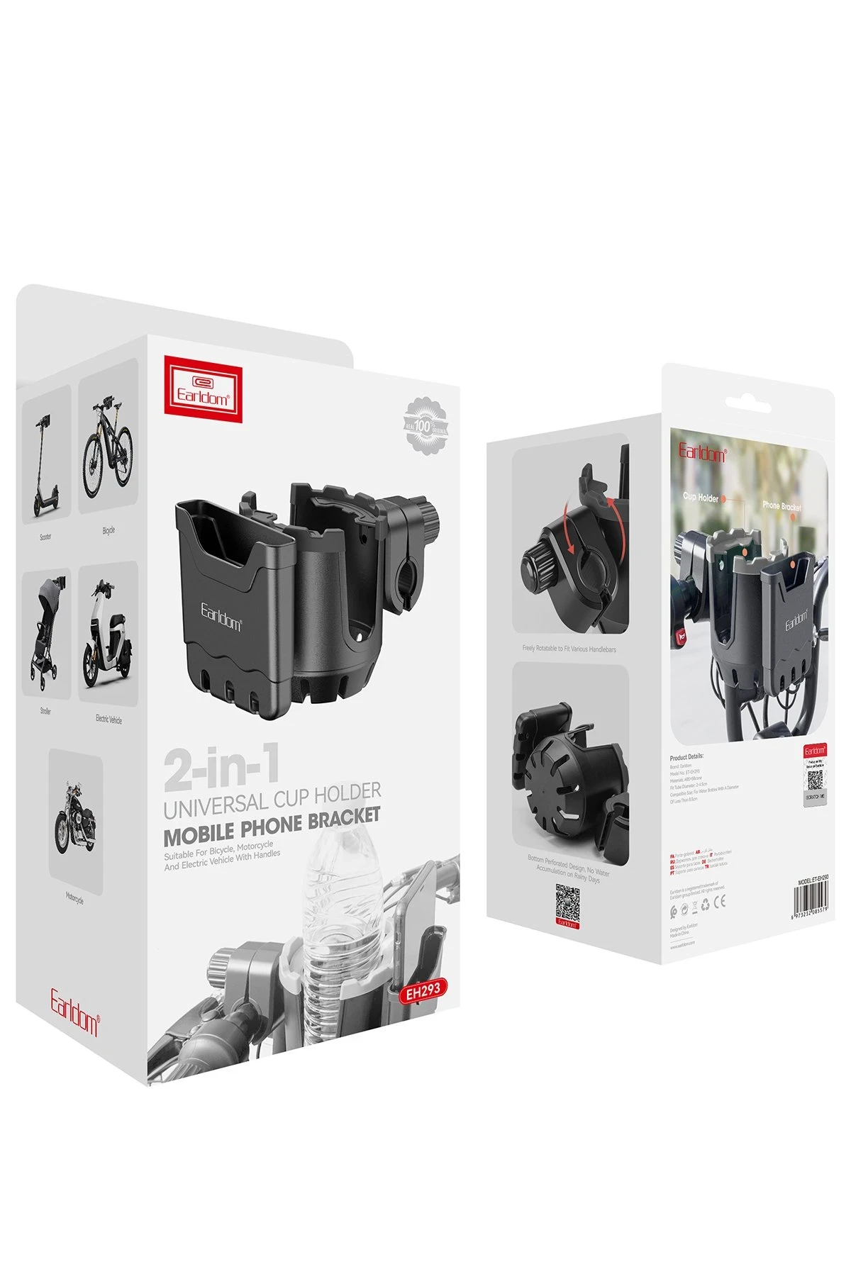 Earldom EH293 Motosiklet İçin Ayarlanabilir 2in1 Telefon ve Şişe Tutucu