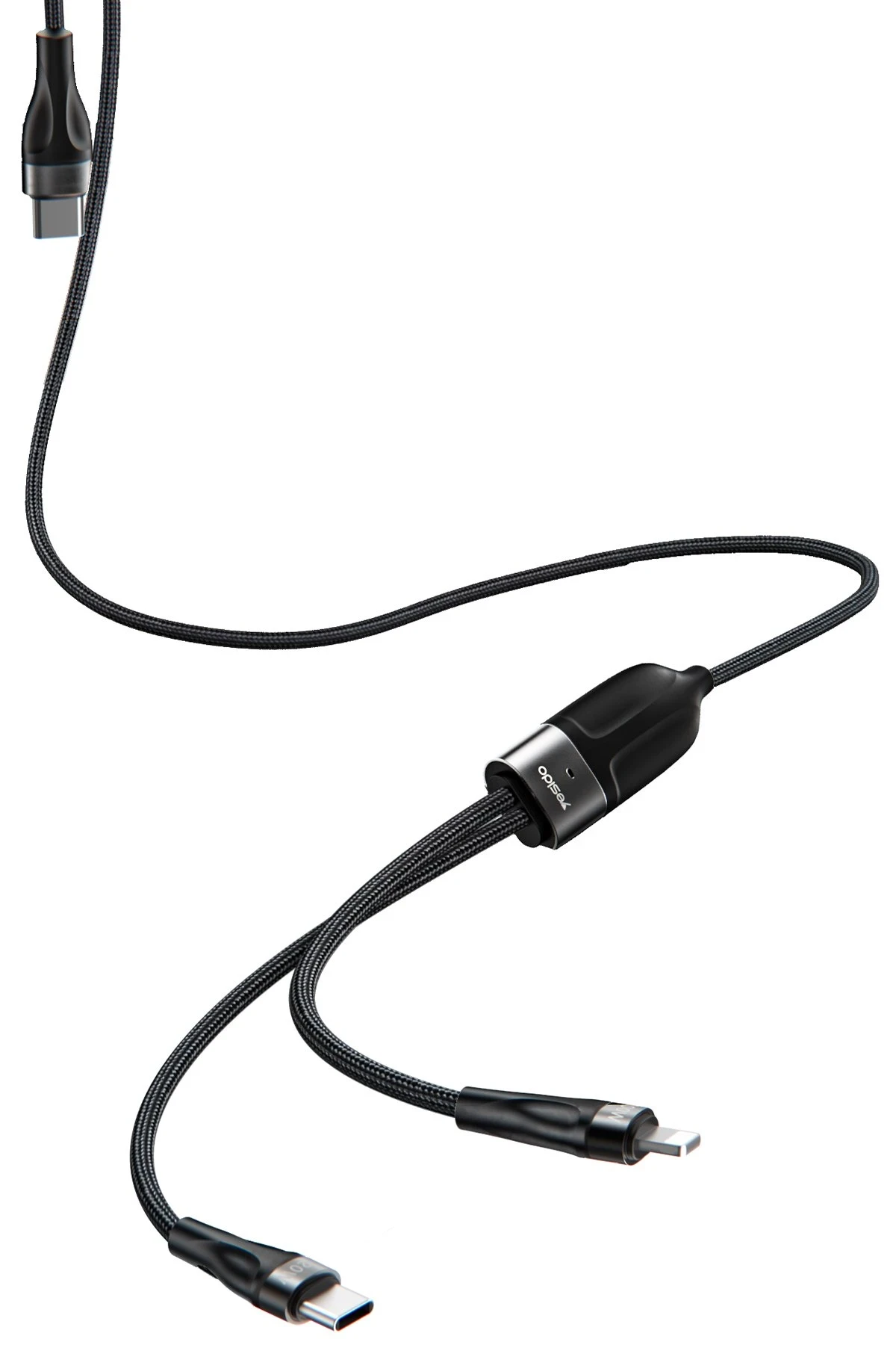 Yesido CA87 1.4M Type-C to 100W Type-C ve 20W Lightning Çift Çıkışlı 2in1 PD Hızlı Şarj Kablosu