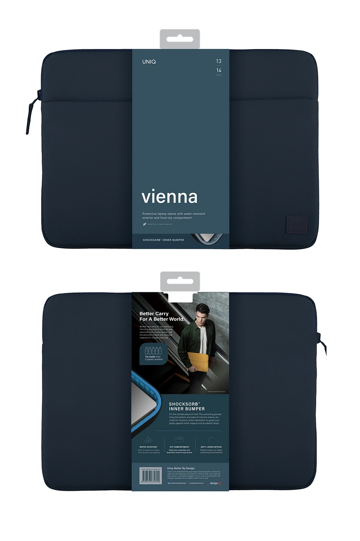 Uniq Vienna Su Geçirmez Rpet Kumaş 14inç Laptop Çanta