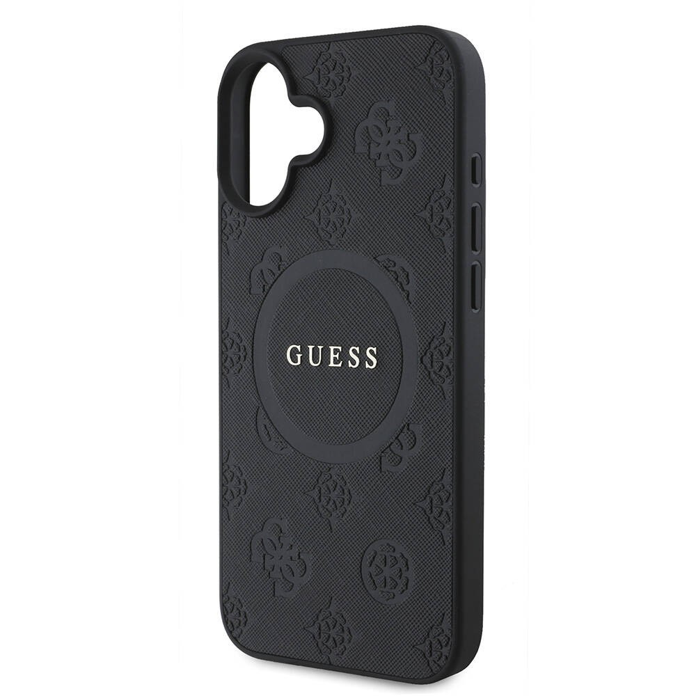 Apple iPhone 16 Plus Kılıf Guess Orjinal Lisanslı M-safe Şarj Özellikli Yazı Logolu Saffiano Peony Kapak