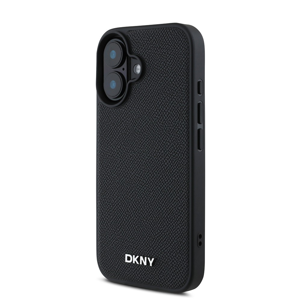 Apple iPhone 16 Kılıf DKNY Orjinal Lisanslı M-safe Şarj Özellikli Metal Logolu PU Deri Grained Kapak
