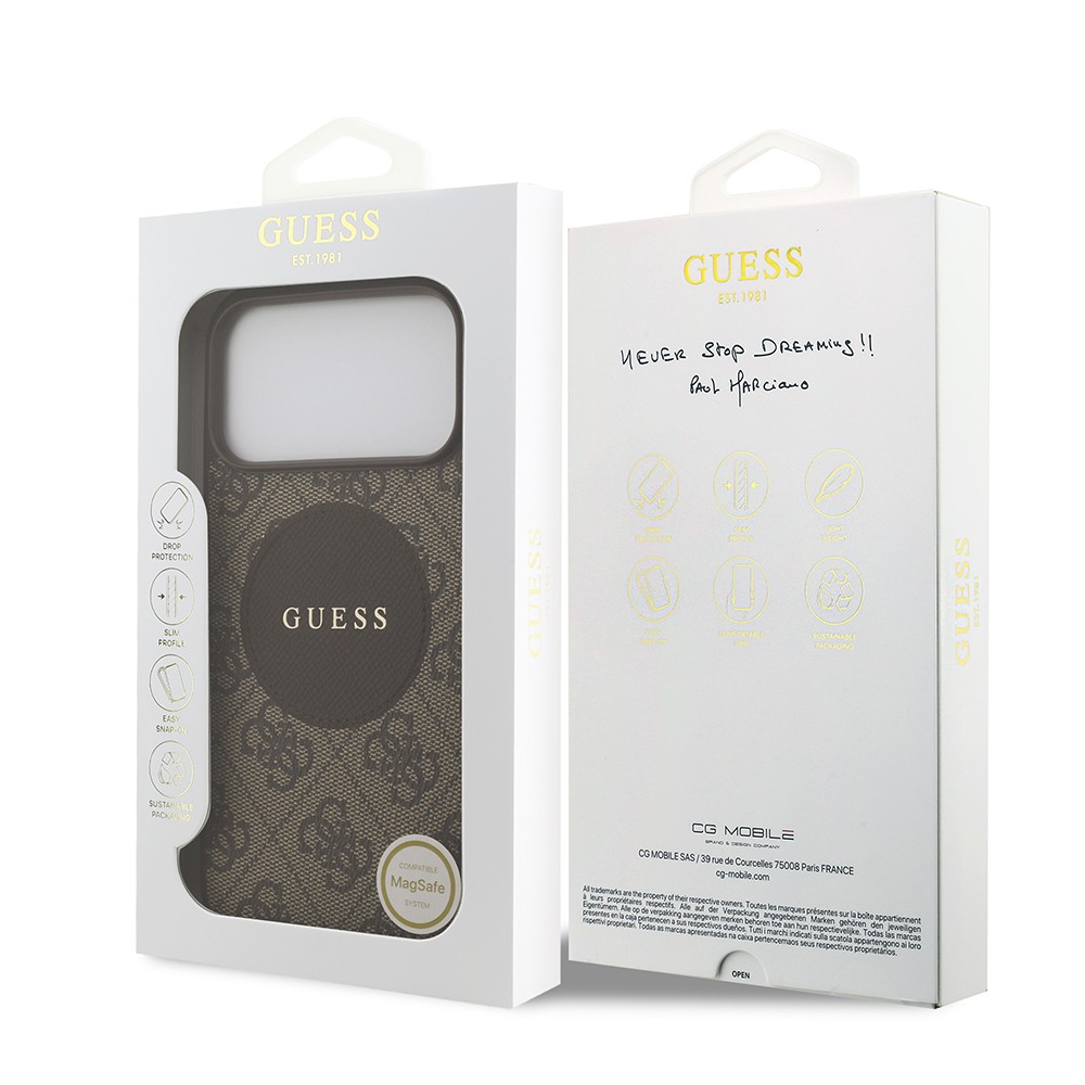 Apple iPhone 17 Pro Max Kılıf Guess Orjinal Lisanslı M-safe Şarj Özellikli Yazı Logolu Circle Classic Kapak