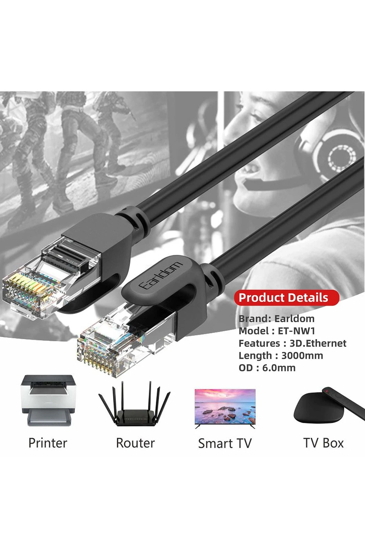 Earldom NW1 3M Cat 6 Ethernet Network Kablosu