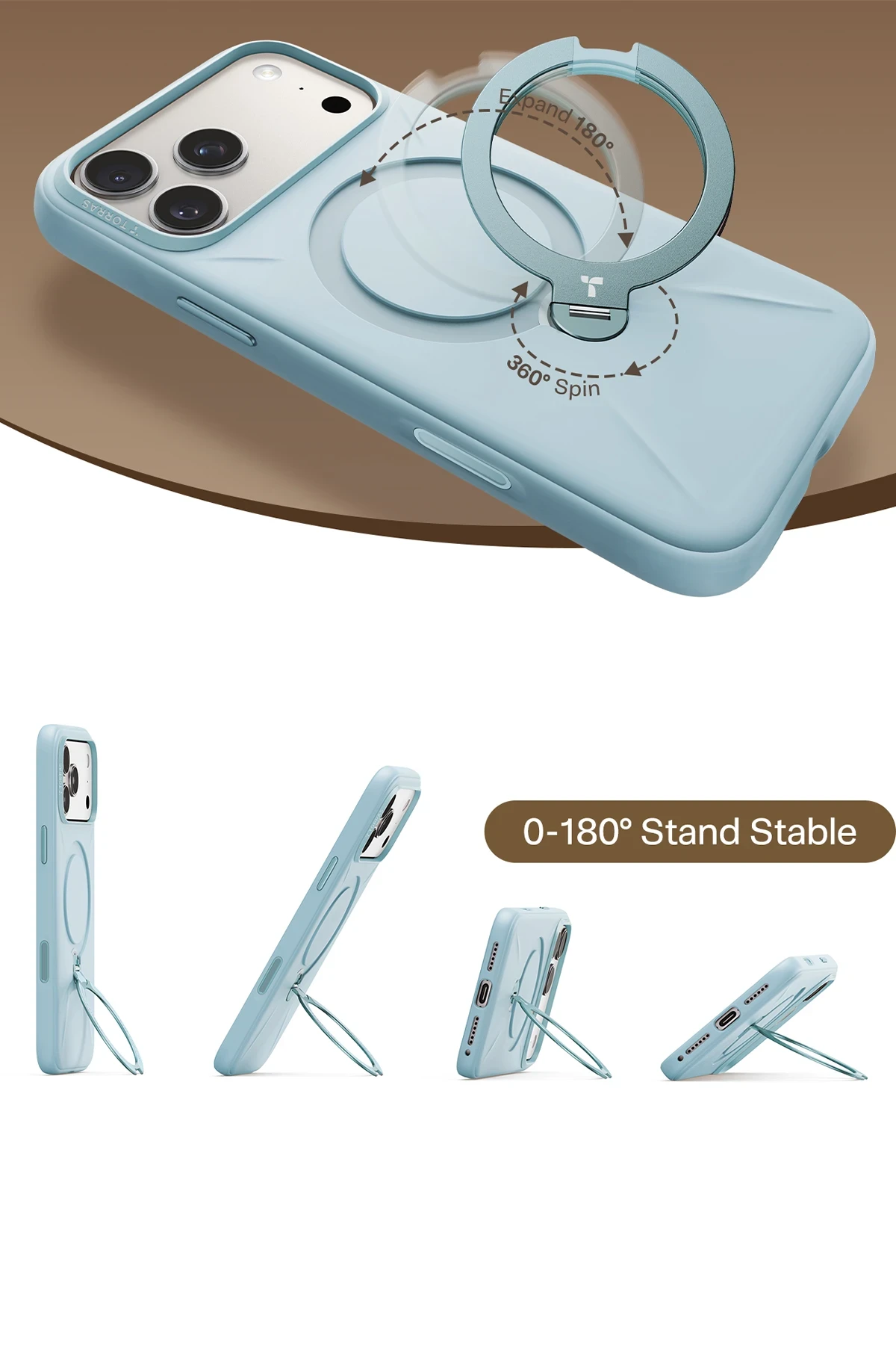 Torras Apple iPhone 17 Pro Max O Stand Spin Silicone Serisi Magsafe Kılıf
