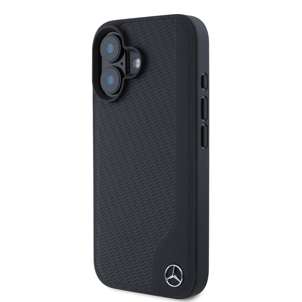 Apple iPhone 16 Kılıf Mercedes Benz Orjinal Lisanslı M-safe Şarj Özellikli 3D Metal Logolu Wood Imitation Deri Kapak