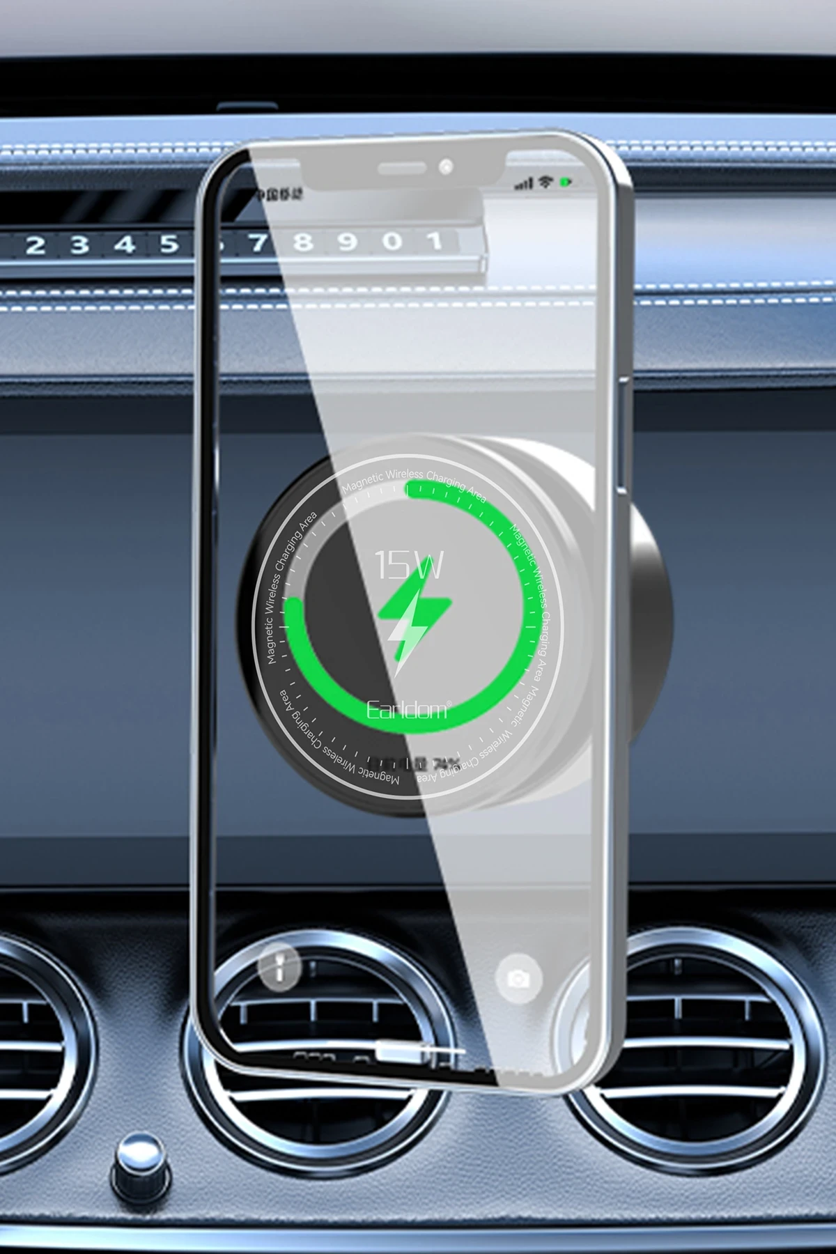 Earldom WC73 360 Derece Ayarlanabilir 2in1 18W Type-C Çıkışlı ve 15W Kablosuz Araç Şarj