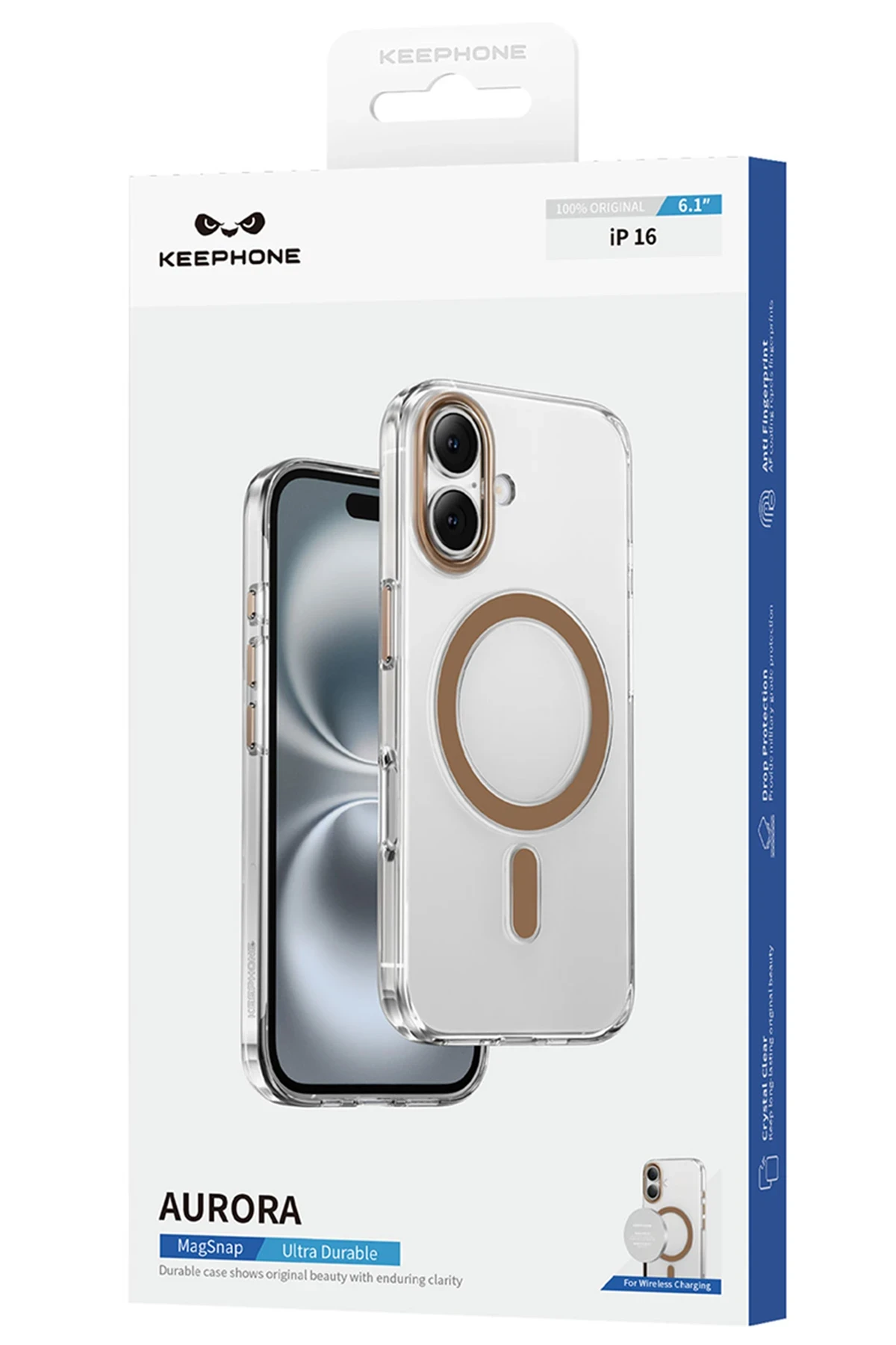 Keephone iPhone 16 Aurora Şeffaf Magsafe Kılıf - Siyah Titanyum