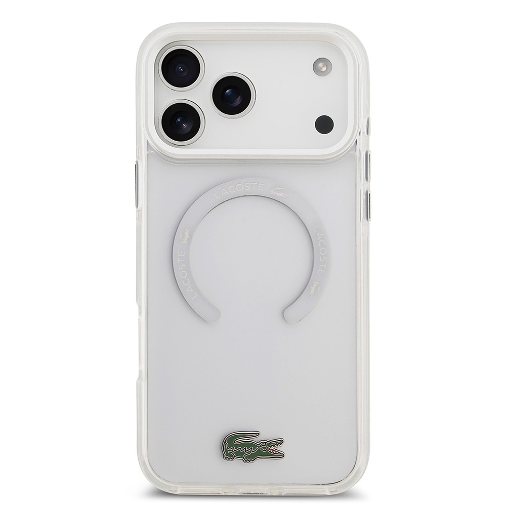 Apple iPhone 17 Pro Max Kılıf Lacoste Orjinal Lisanslı M-safe Şarj Özellikli İkonik Timsah Logolu Buzlu Kapak