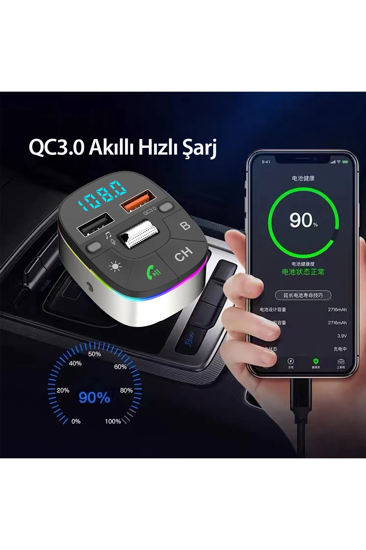 Earldom M74 Bluetooth USB3.0 Dijital FM Transmitter