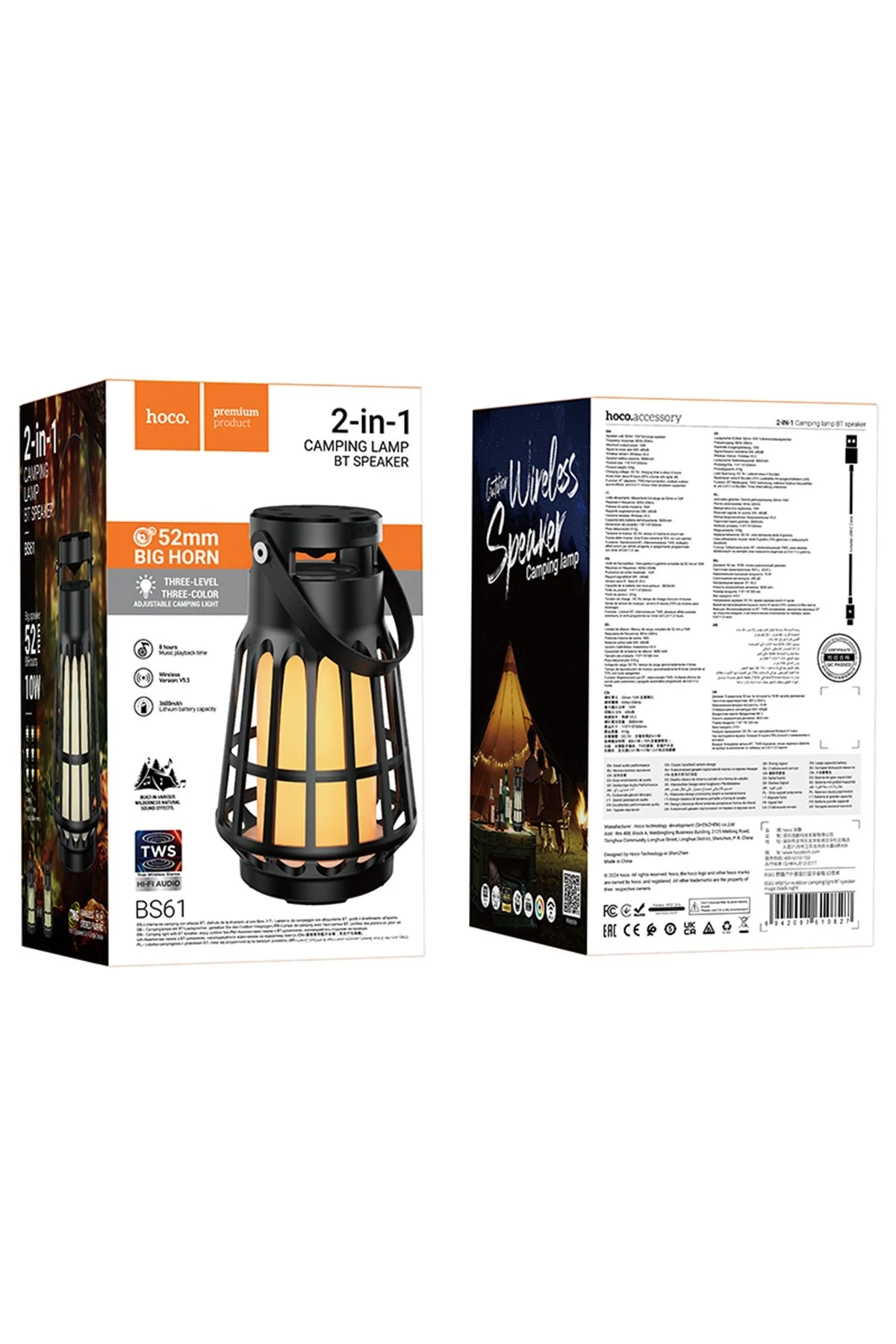 Hoco. BS61 Wild Fun Kamp Işıklı Bluetooth Kablosuz Hoparlör