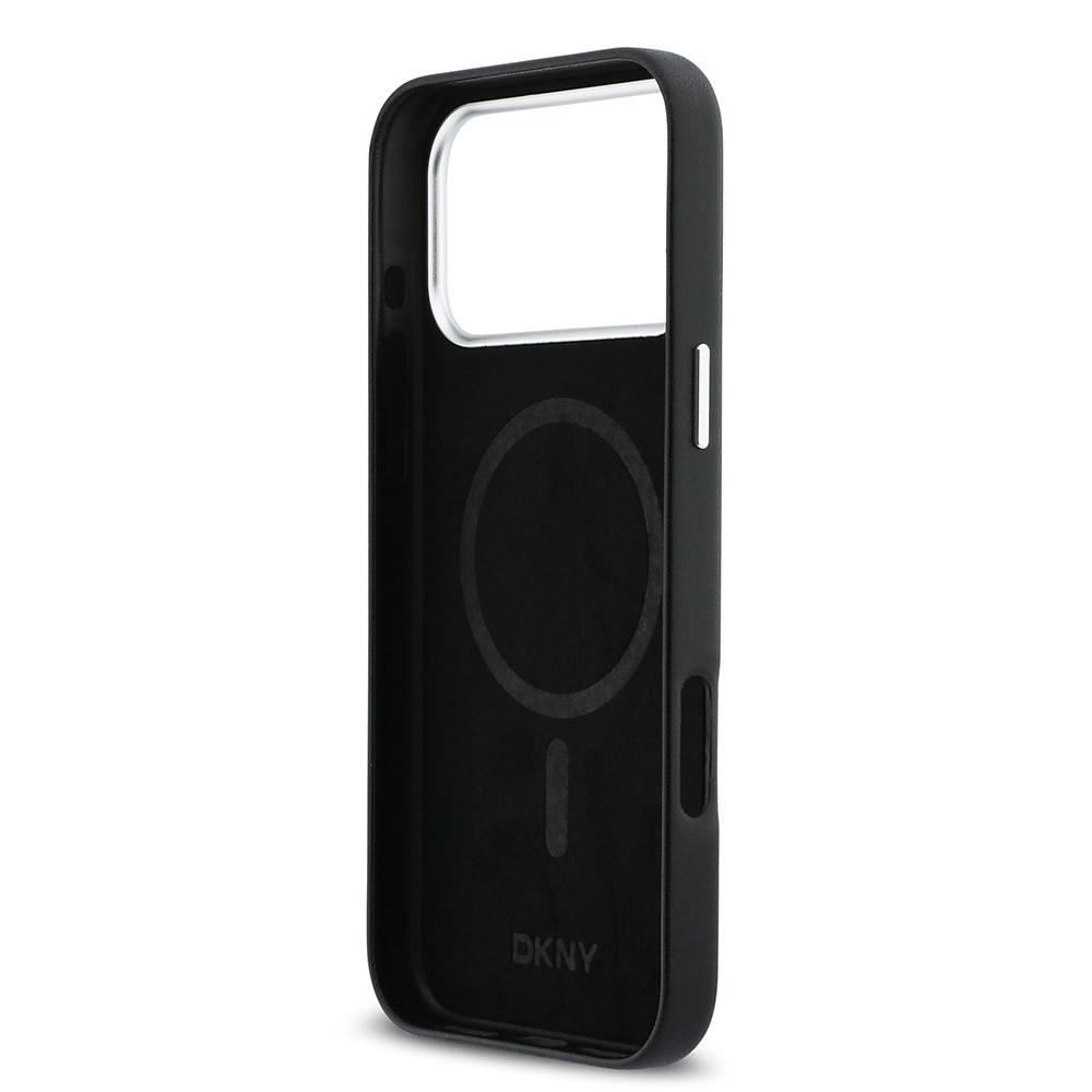 Apple iPhone 17 Pro Max Kılıf DKNY Orjinal Lisanslı M-safe Şarj Özellikli PU Büyük Dikey Logolu Kapak