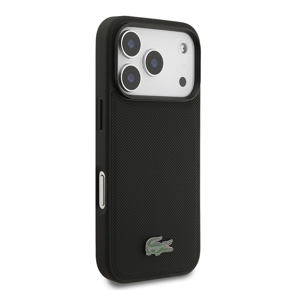 Apple iPhone 17 Pro Kılıf Lacoste Orjinal Lisanslı M-safe Şarj Özellikli PU Pike Desenli Metal Logolu Kartlıklı Kapak