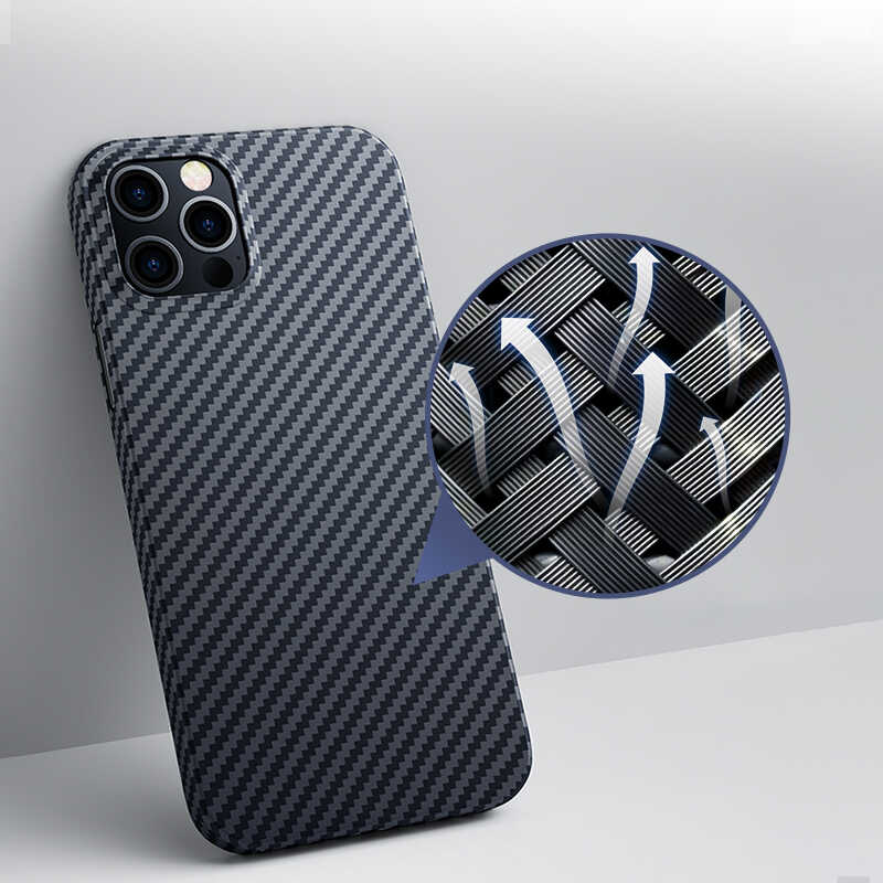 Apple iPhone 12 Pro Max Kılıf Benks Aramid Karbon Kapak