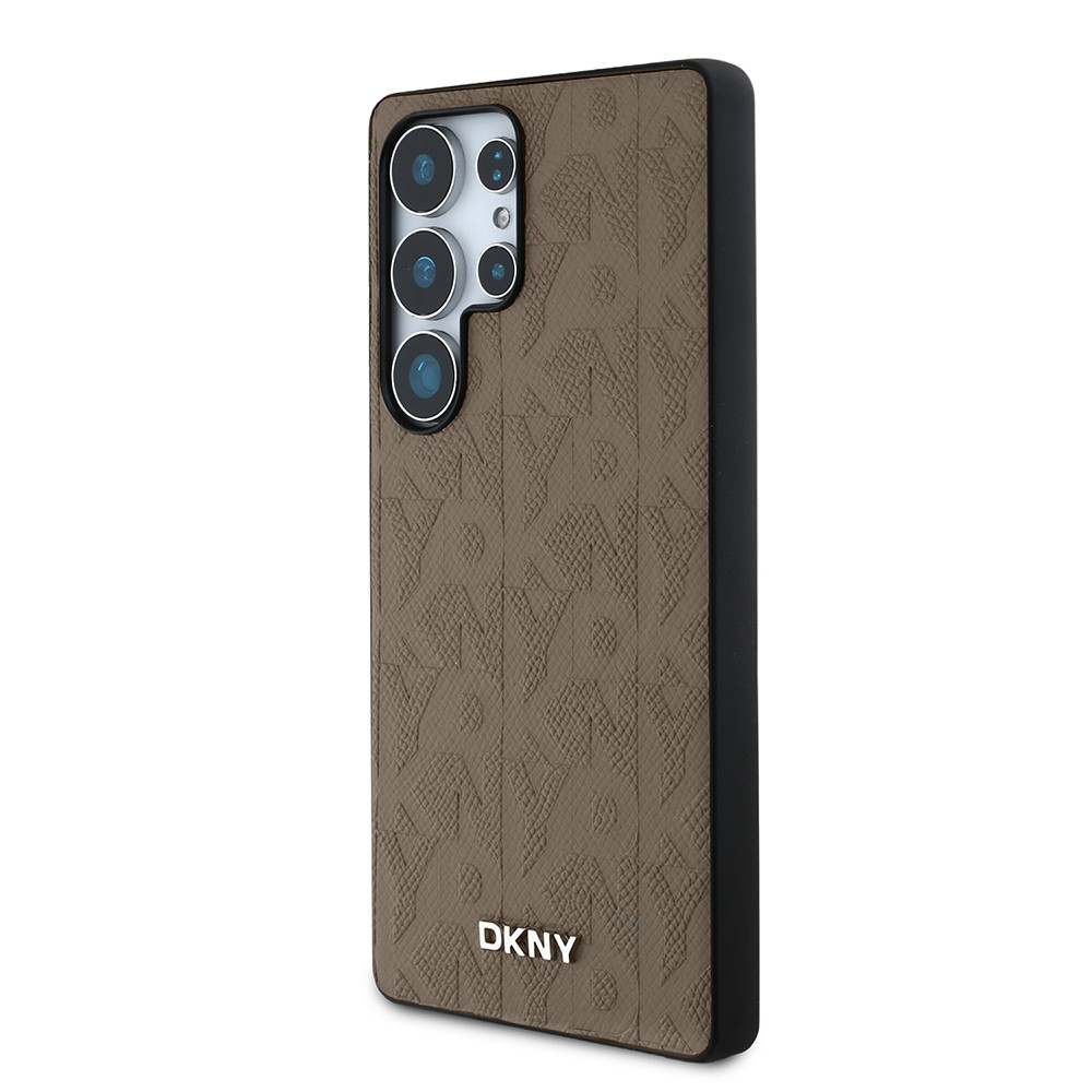Galaxy S25 Ultra Kılıf DKNY Orjinal Lisanslı Magnetik PU Deri Grid Pattern Kapak