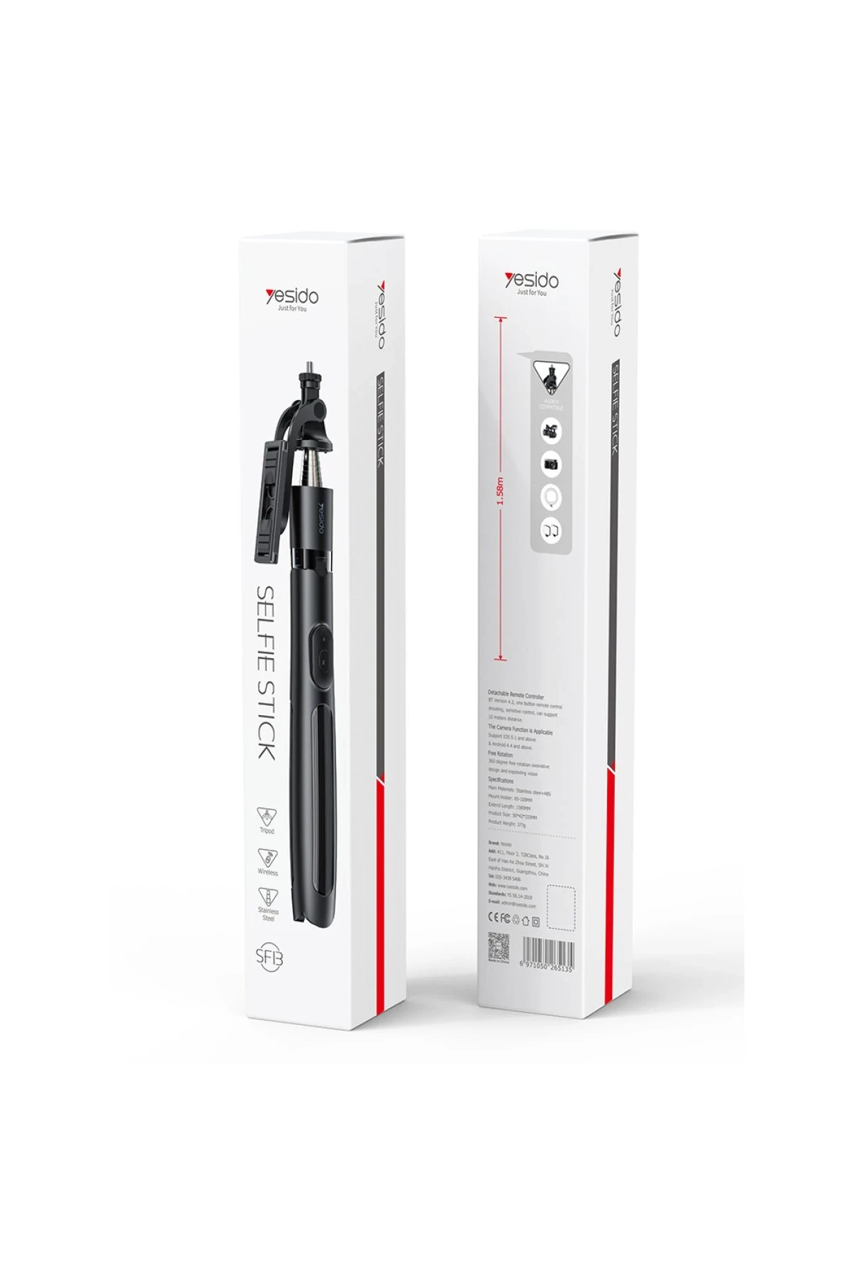 Yesido SF13 360 Derece Bluetooth Kontrollü 158cm Selfie Çubuğu