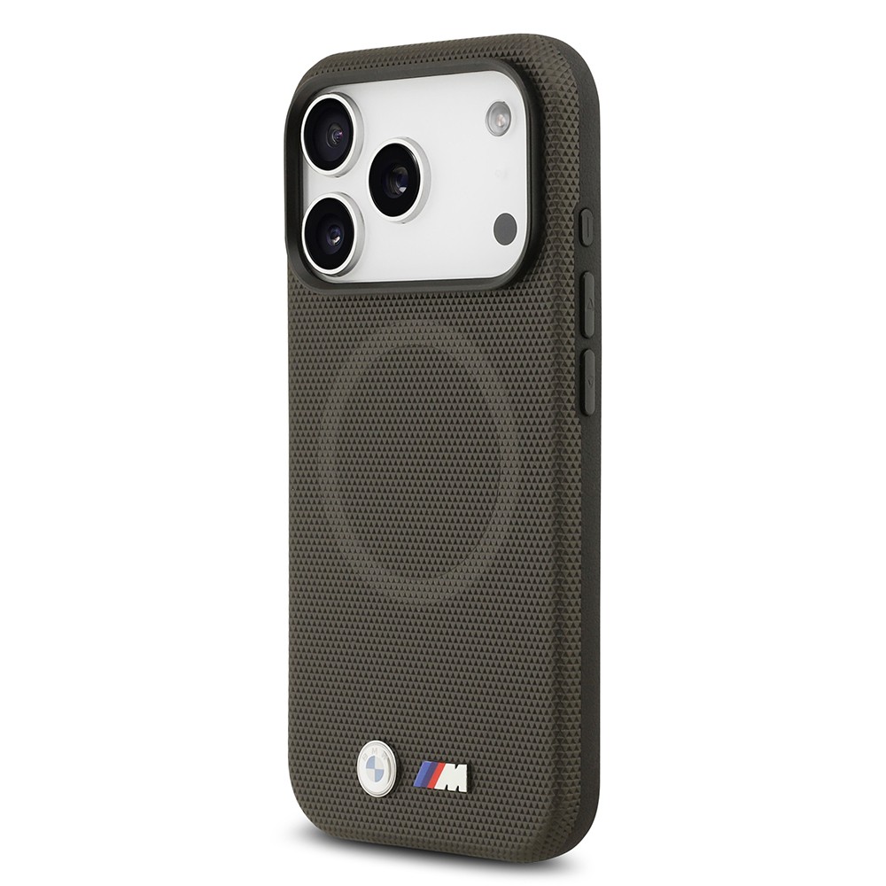 Apple iPhone 17 Pro Kılıf BMW Orjinal Lisanslı M-safe Şarj Özellikli Metal Logolu Delikli M Dizayn Deri Kapak