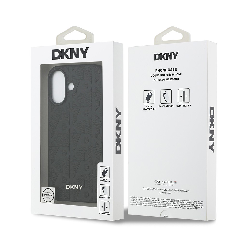 Apple iPhone 17 Kılıf DKNY Orjinal Lisanslı M-safe Şarj Özellikli 3D Yazılı Grid Pattern Kapak