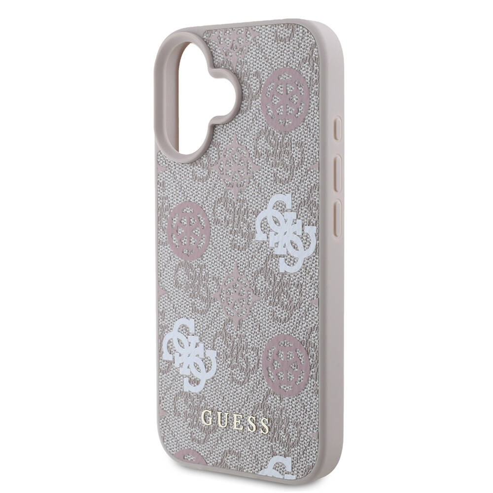 Apple iPhone 16 Kılıf Guess Orjinal Lisanslı M-safe Şarj Özellikli 4G Desenli Yazı Logolu Peony Kapak