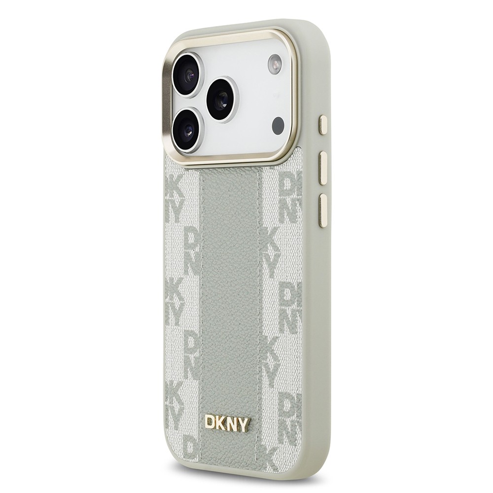 Apple iPhone 17 Pro Kılıf DKNY Orjinal Lisanslı M-safe Şarj Özellikli 3D Yazılı Checkered Pattern Kapak