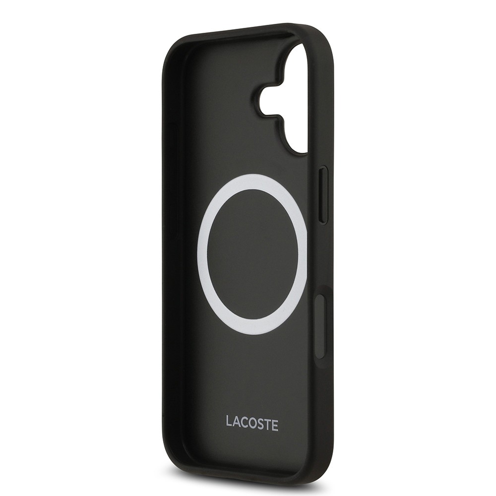 Apple iPhone 17 Kılıf Lacoste Orjinal Lisanslı M-safe Şarj Özellikli PU Deri Tasarımlı Karışık Monogram Desenli Kapak