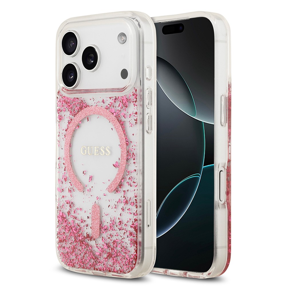 Apple iPhone 17 Pro Kılıf Guess Orjinal Lisanslı M-safe Şarj Özellikli Transparan Resin Bottom Kapak