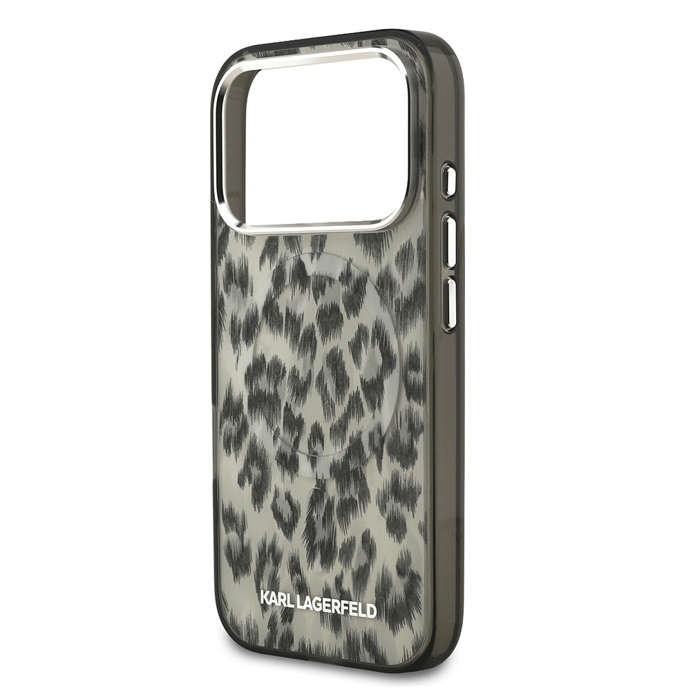 Apple iPhone 17 Pro Kılıf Karl Lagerfeld Orjinal Lisanslı M-safe Şarj Özellikli IML Leopar Baskılı Kapak