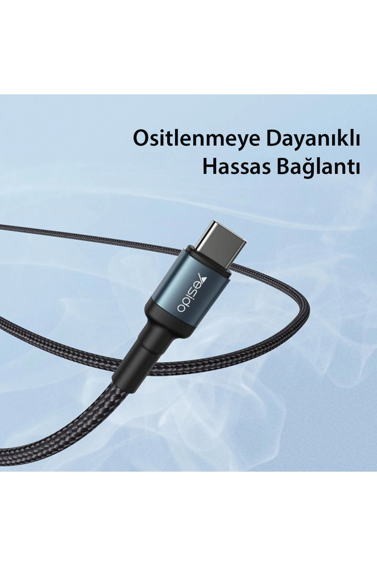 Yesido CA78 1.2M 60W Hasırlı Type-C to Type-C PD Hızlı Şarj Kablosu