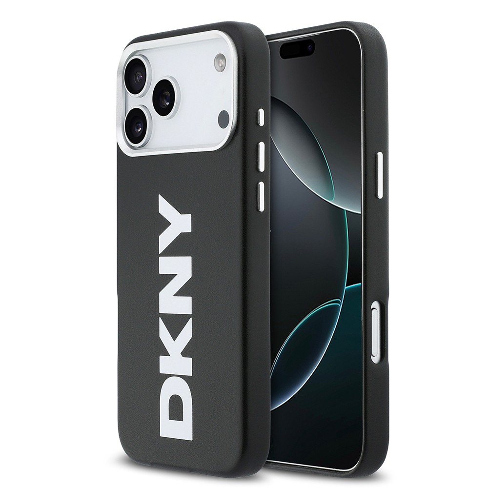 Apple iPhone 17 Pro Max Kılıf DKNY Orjinal Lisanslı M-safe Şarj Özellikli PU Büyük Dikey Logolu Kapak