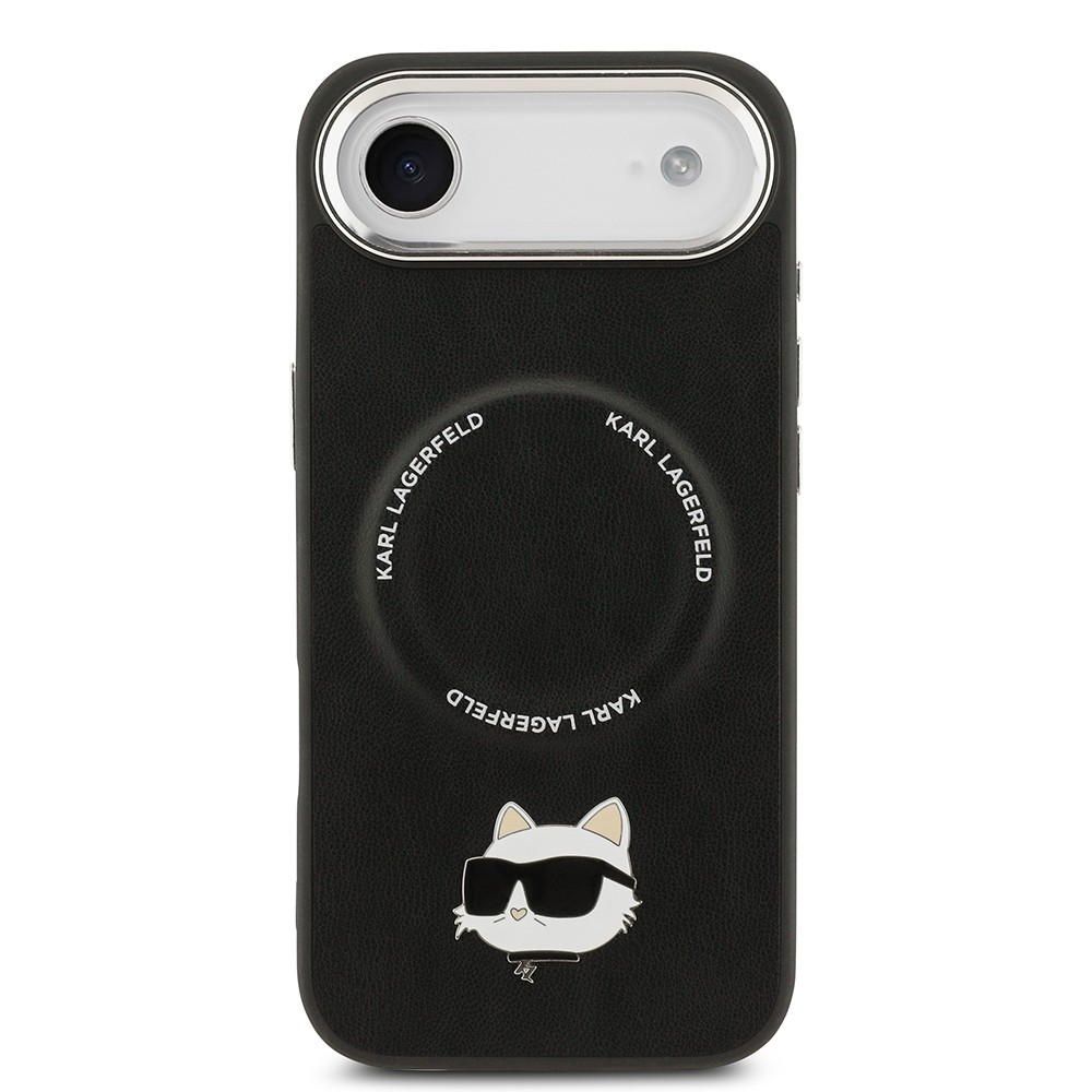 Apple iPhone 17 Air Kılıf Karl Lagerfeld Orjinal Lisanslı M-safe Şarj Özellikli Metal Kamera ve Buton Tasarımlı Choupette PU Deri Kapak