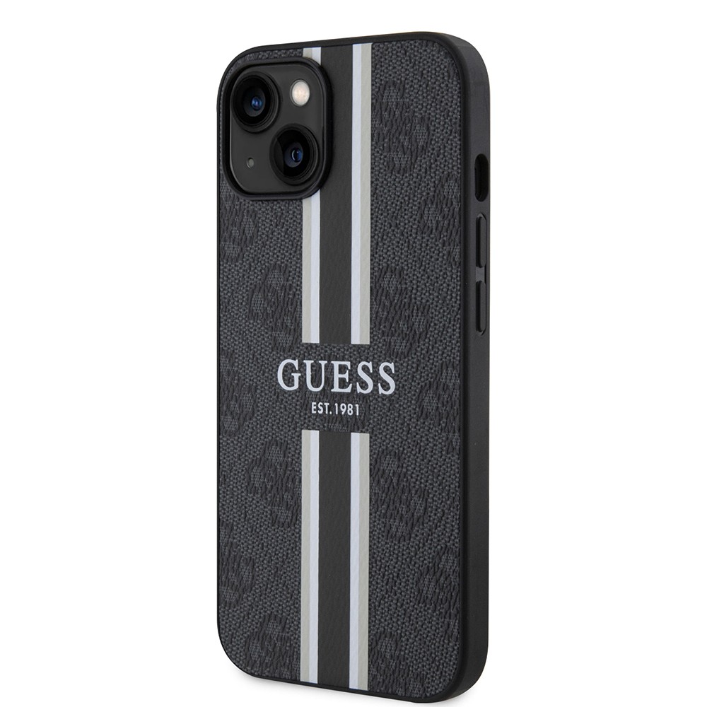 Apple iPhone 14 Kılıf Guess Orjinal Lisanslı M-safe Şarj Özellikli 4G Şerit Tasarımlı Printed Kapak