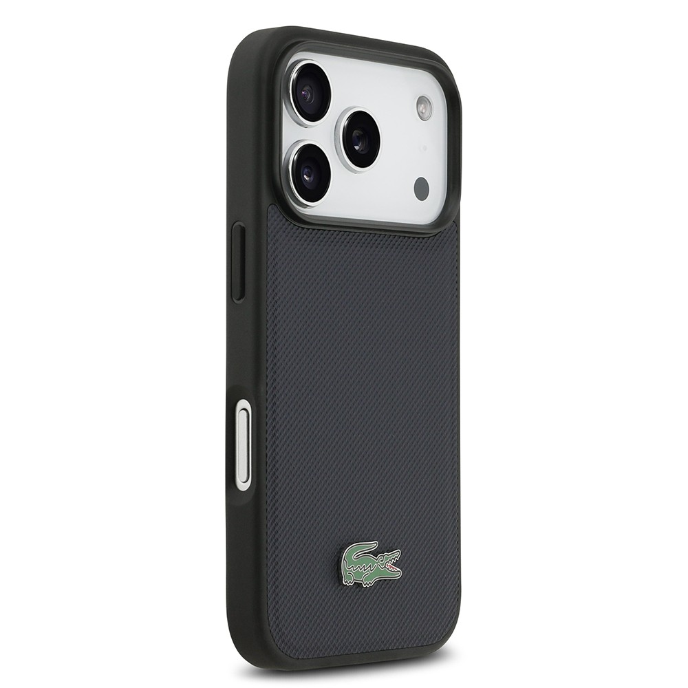 Apple iPhone 17 Pro Kılıf Lacoste Orjinal Lisanslı M-safe Şarj Özellikli PU Pike Desenli Metal Logolu Kartlıklı Kapak