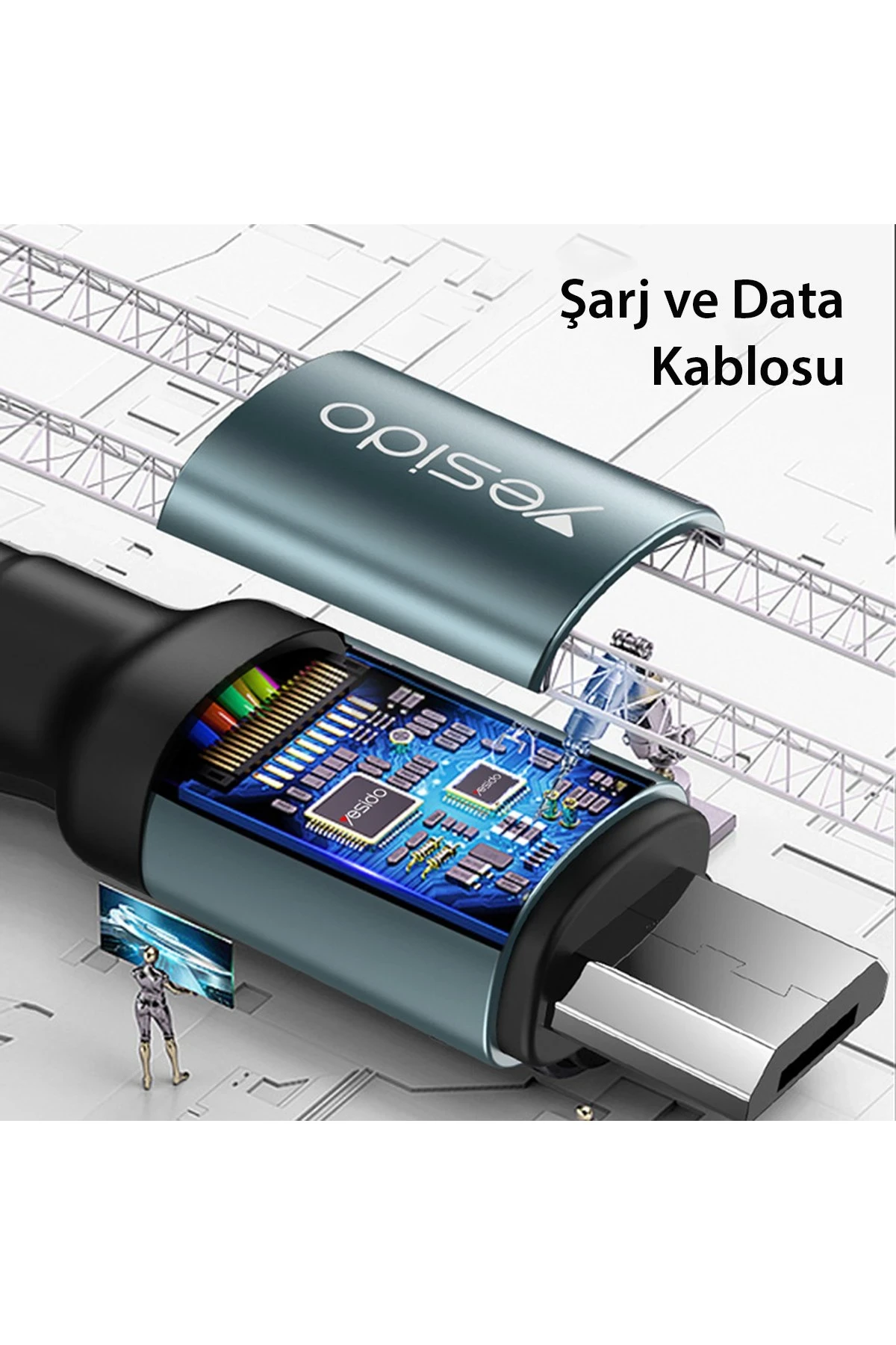 Yesido CA74 1.2M 2.4A Hasırlı Usb to Type-C Hızlı Şarj Kablosu