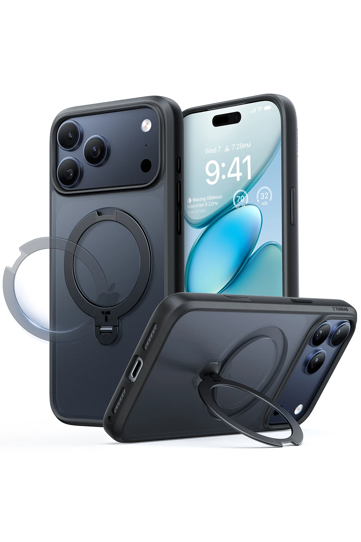 Torras Apple iPhone 17 Pro O Stand Spin Serisi Magsafe Kılıf