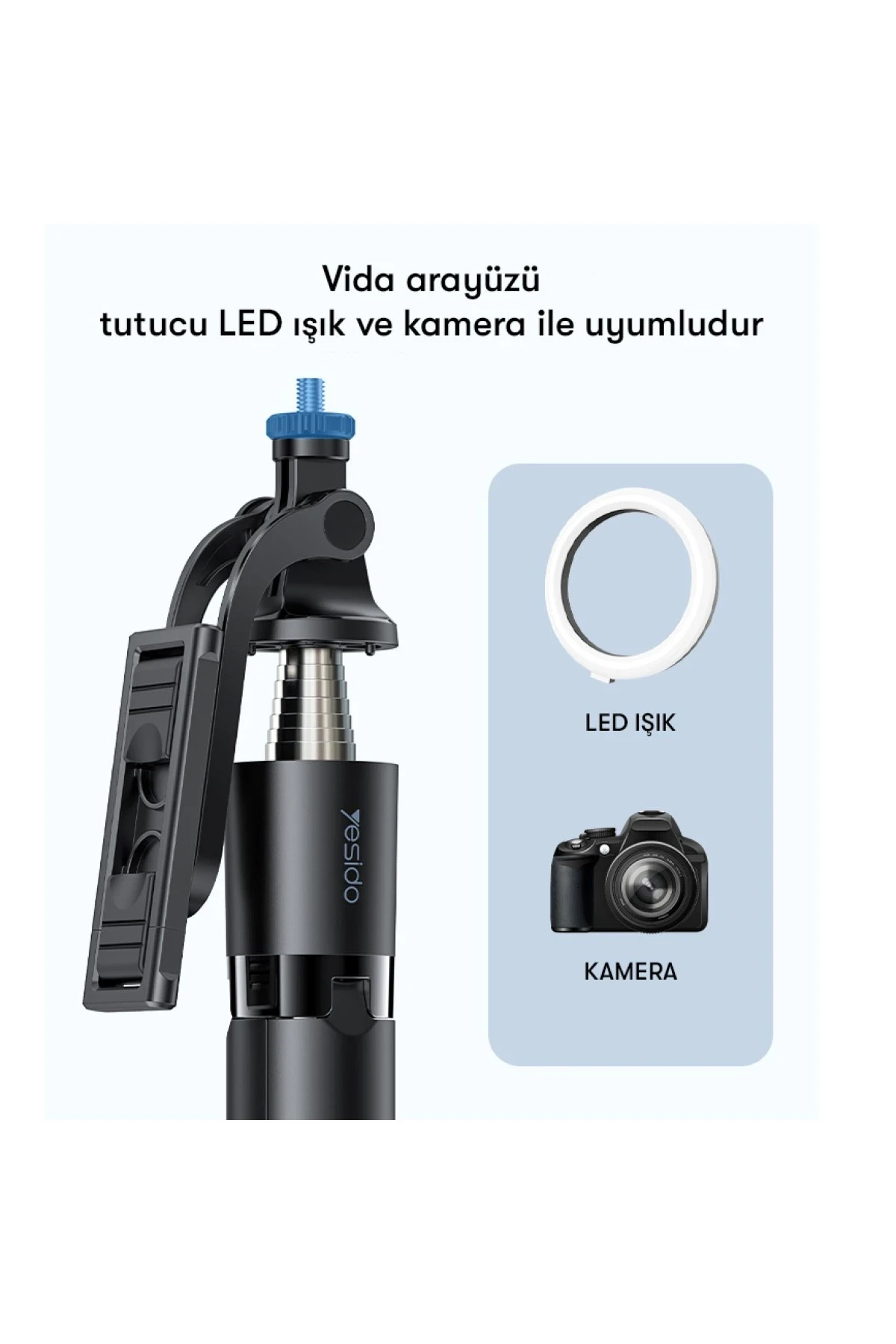 Yesido SF13 360 Derece Bluetooth Kontrollü 158cm Selfie Çubuğu