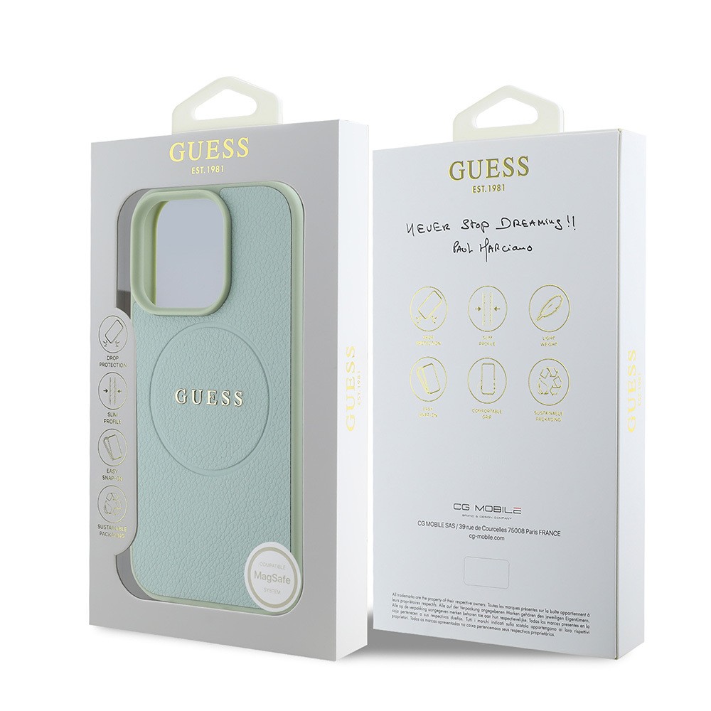 Apple iPhone 16 Pro Kılıf Guess Orjinal Lisanslı M-safe Şarj Özellikli Yazı Logolu Grained Kapak