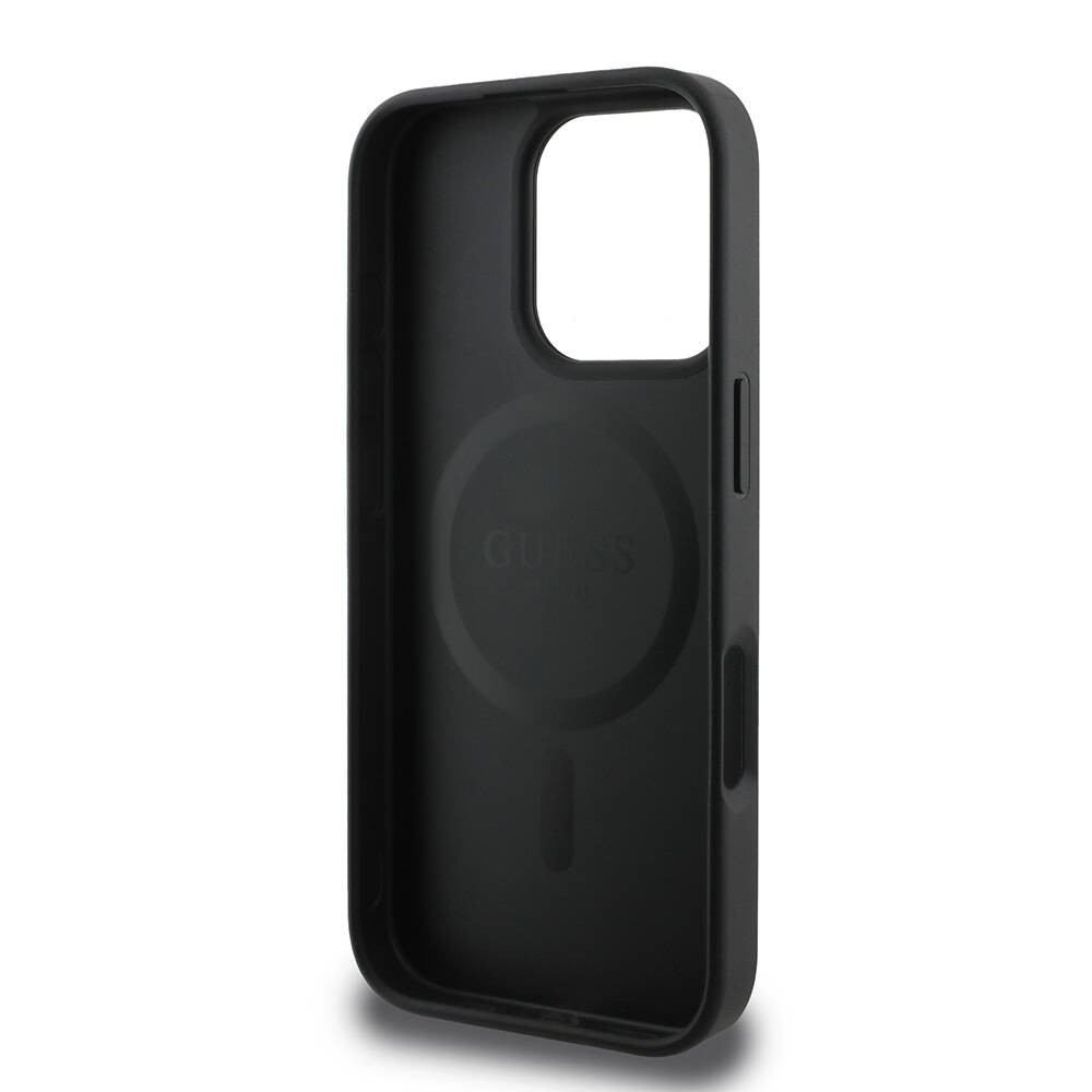 Apple iPhone 16 Pro Kılıf Guess Orjinal Lisanslı M-safe Şarj Özellikli Yazı Logolu Peony Kapak