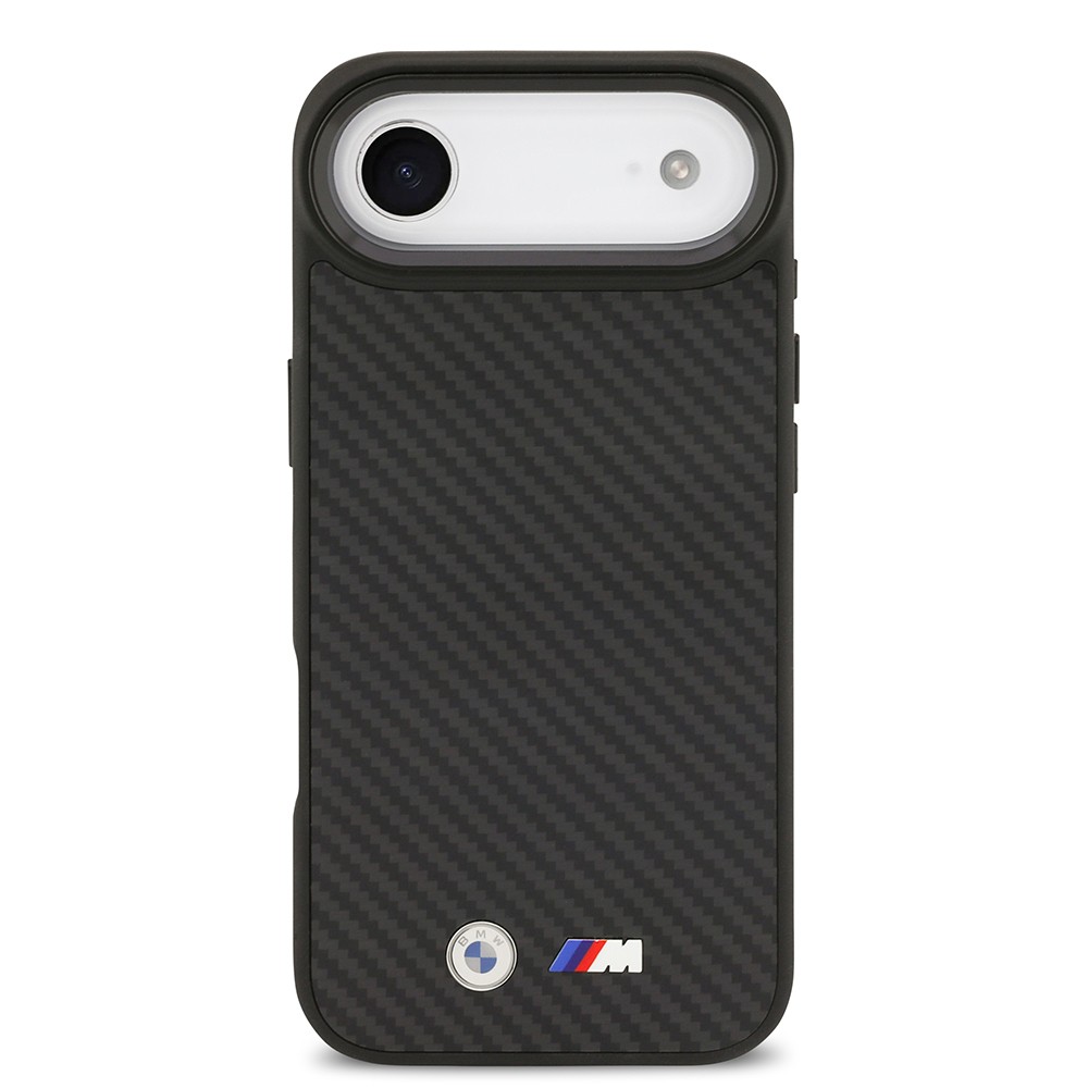 Apple iPhone 17 Air Kılıf BMW Orjinal Lisanslı M-safe Şarj Özellikli Karbon Fiber Metal Logolu Kapak