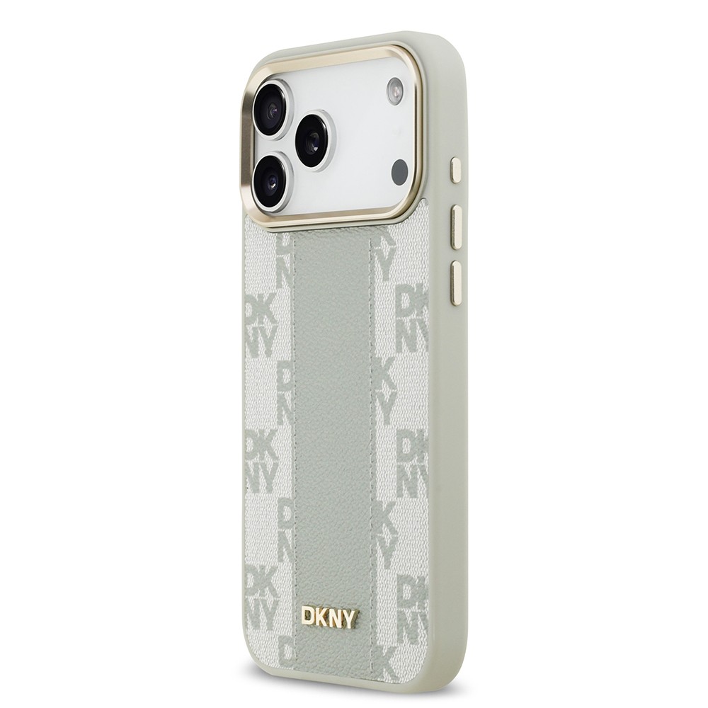 Apple iPhone 17 Pro Max Kılıf DKNY Orjinal Lisanslı M-safe Şarj Özellikli 3D Yazılı Checkered Pattern Kapak