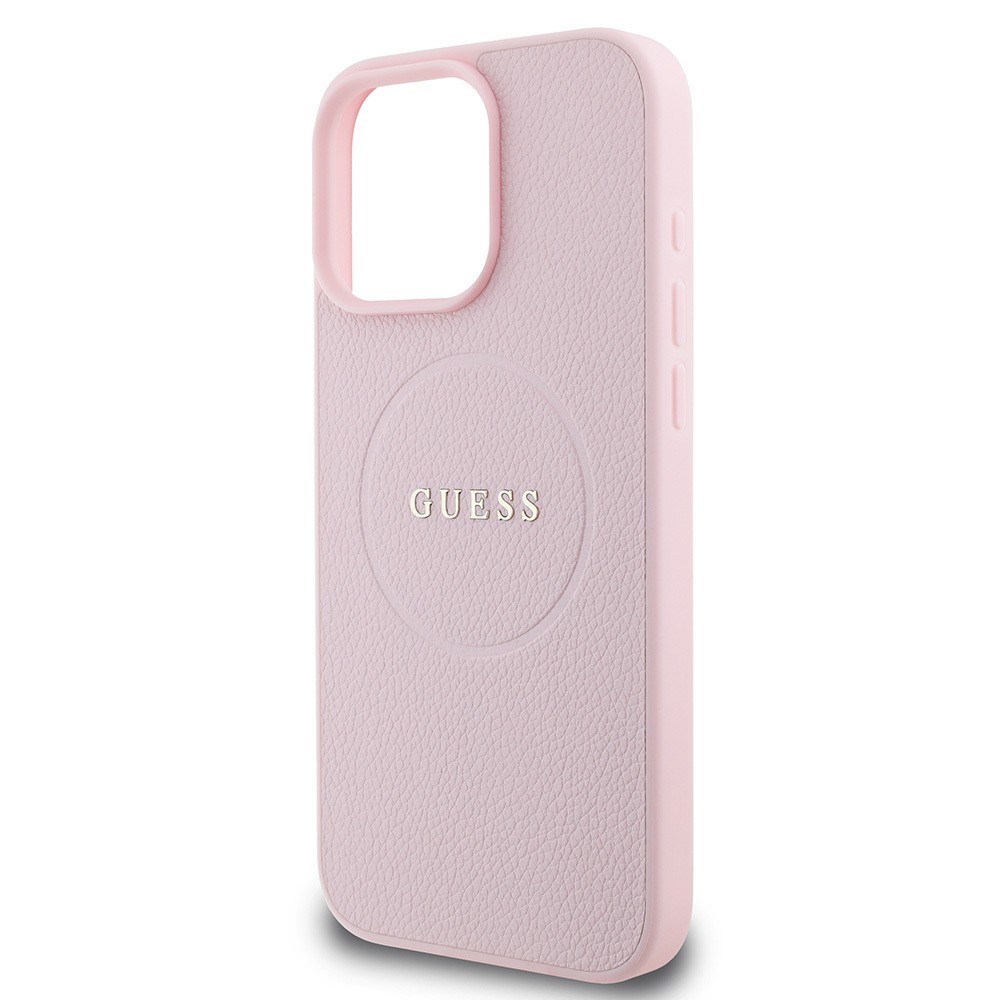 Apple iPhone 16 Pro Kılıf Guess Orjinal Lisanslı M-safe Şarj Özellikli Yazı Logolu Grained Kapak