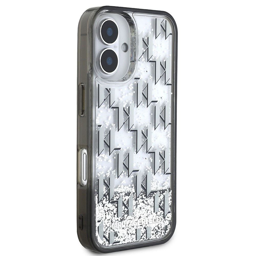 Apple iPhone 16 Kılıf Karl Lagerfeld Orjinal Lisanslı Simli KL Yazılı Monogram Gradient Kapak