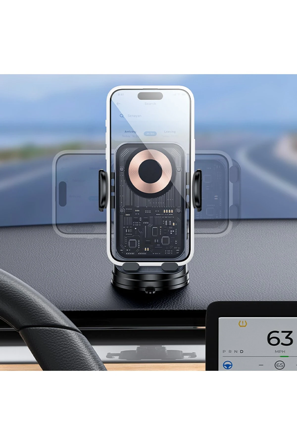 Yesido C307 Yapışkanlı 360 Derece Ayarlanabilir Cam Yüzeyli 15W Kablosuz Şarjlı Magsafe Araç Tutucu