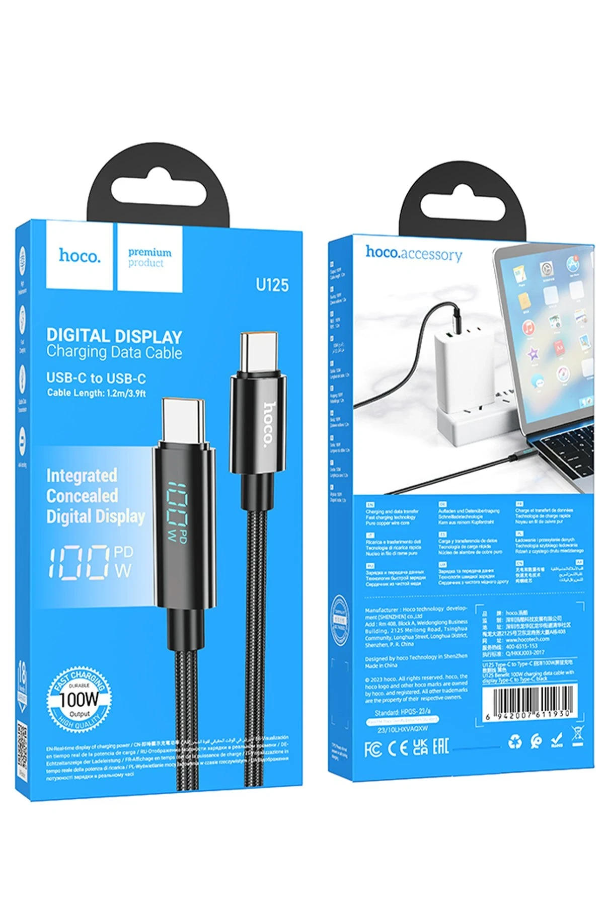 Hoco. U125 1.2M Benefit PD 100W Type-C to Type-C Şarj Data Kablosu