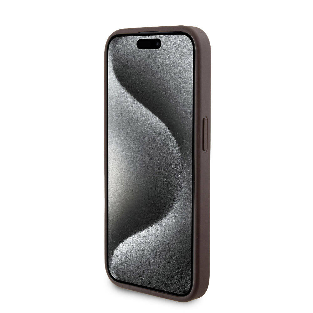 Apple iPhone 15 Pro Kılıf Guess Orjinal Lisanslı M-safe Şarj Özellikli Yazı Logolu 4G Desenli Kapak + Powerbank 5000mAh 2in1 Set