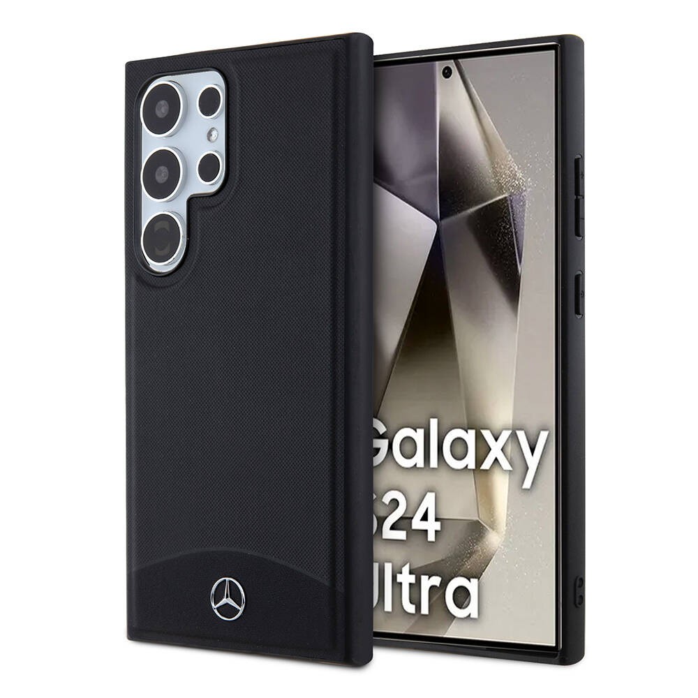 Galaxy S24 Ultra Kılıf Mercedes Benz Orjinal Lisanslı M-safe Şarj Özellikli Deri Dokumalı Sade Kapak
