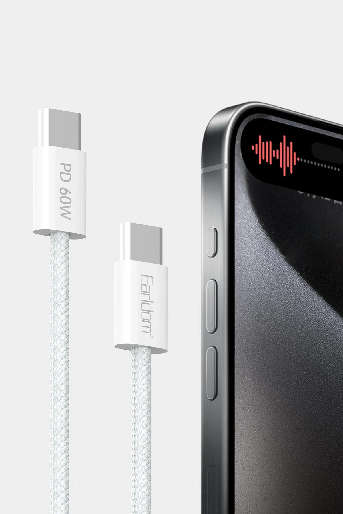 Earldom EC-190CC 2M 60W iPhone 15 Serisi ile Uyumlu Type-C to Type-C PD Hızlı Şarj Kablosu