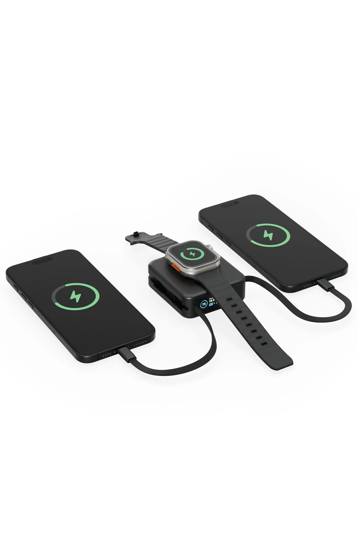 Energea MagPac Mini Plus Dijital Göstergeli 10.000 mAh 2 Adet 20W Type-C Kablolu 1 Adet 20W Type-C ve 15W Kablosuz Şarj Çıkışlı PD Hızlı Şarj Magsafe Powerbank